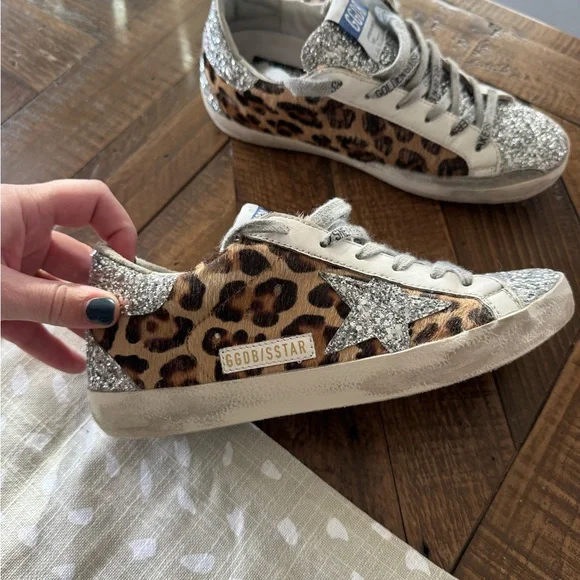 Golden Goose Glitter and Leopard Sneakers - Picture 2 of 5